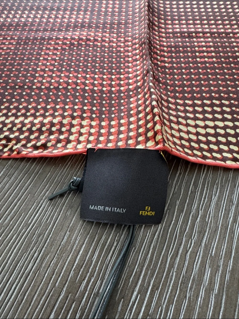 Fendi NWT 100% Silk Square Scarf Logo printed in Burnt Orange Yellow